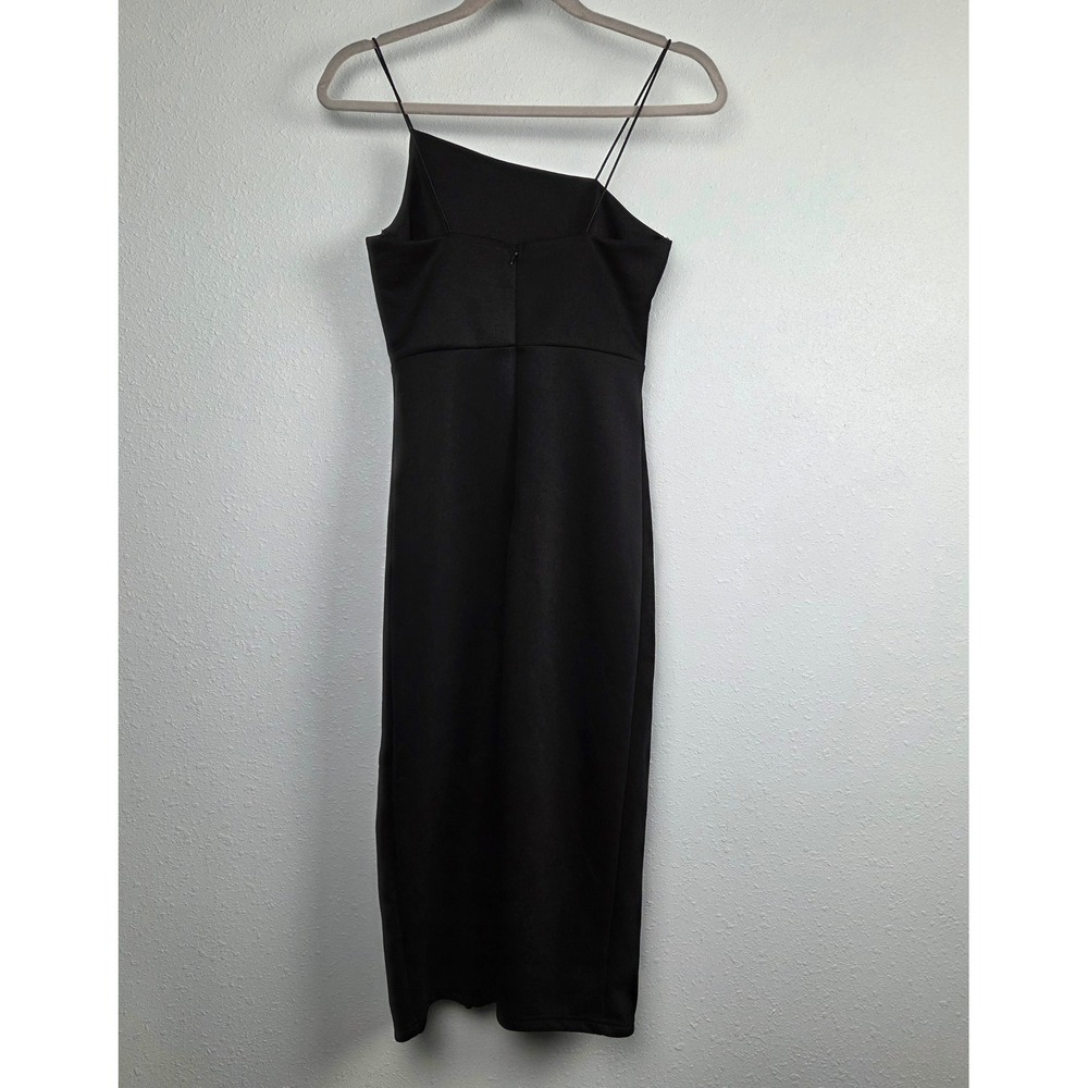 Dress Lyaner Women Small Black Spaghetti Strap Bodycon Midi